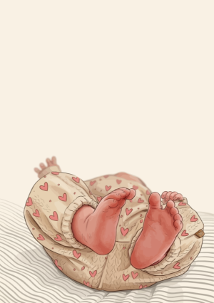 Babyvoetjes met hartjespyjama