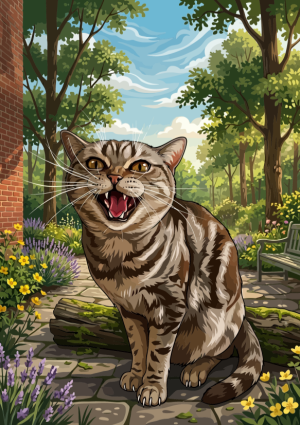 Kat in bloementuin