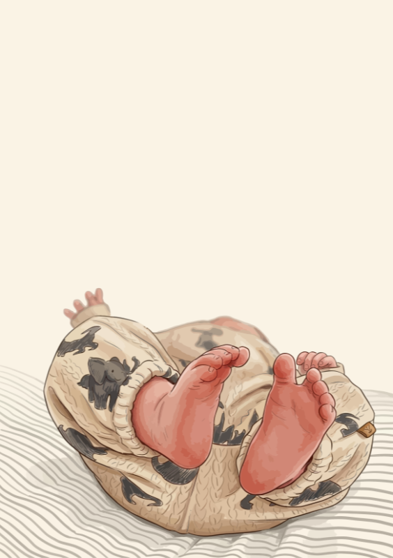 Babyvoetjes met olifantpyjama