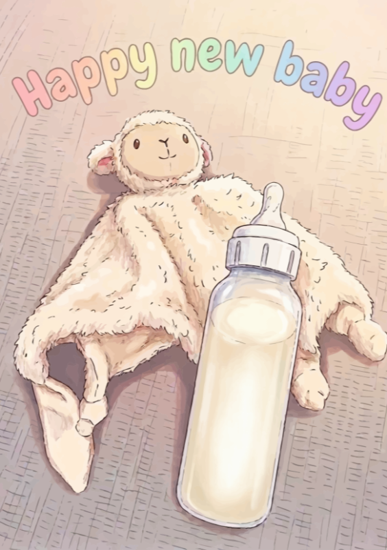 Baby schaapje met fles happy new baby