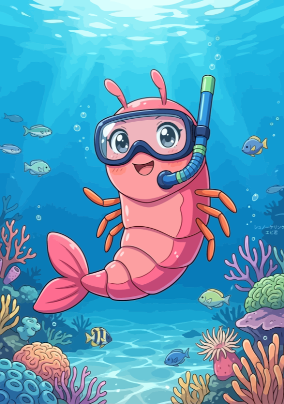 Snorkel garnaal op de zeebodem