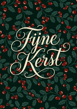 Fijne kerst, takken en en rode bessen