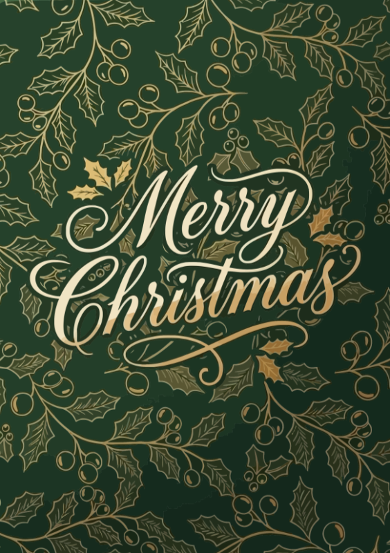 Merry Christmas met groen en gouden letters