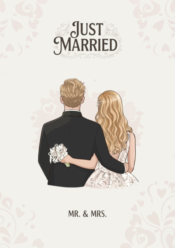 Just married, mr & mrs blond haar