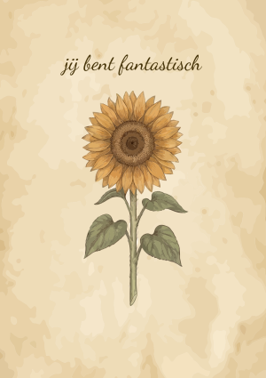 Zonnebloem met jij bent fantastisch tekst