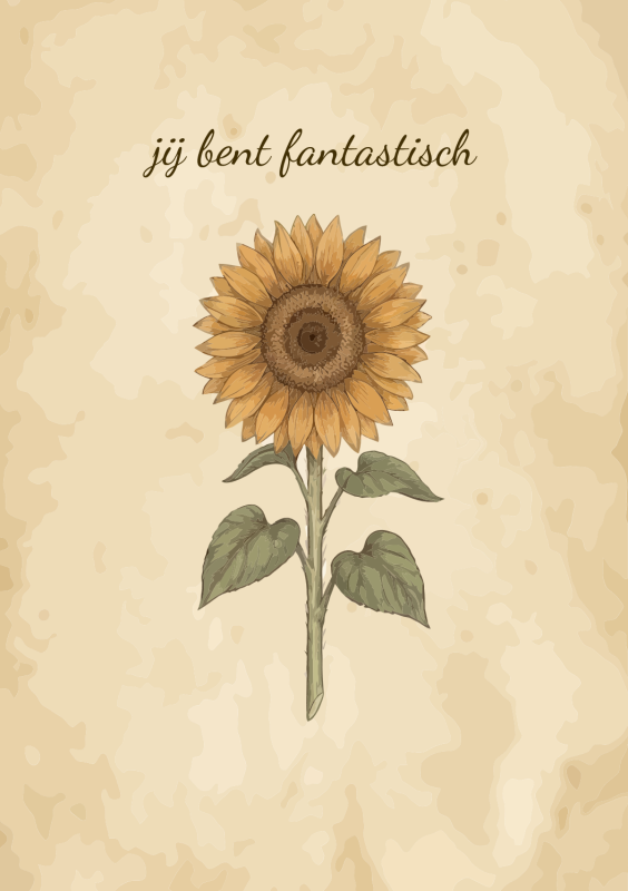 Zonnebloem met jij bent fantastisch tekst