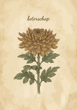 Chrysant bloem met beterschap tekst
