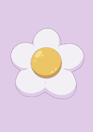 Spiegelei in de vorm van bloem lilakleurig