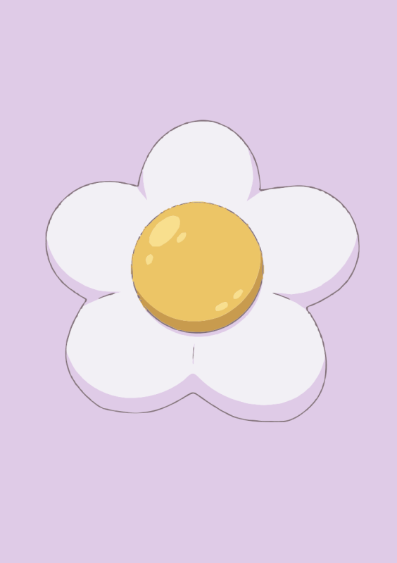 Spiegelei in de vorm van bloem lilakleurig