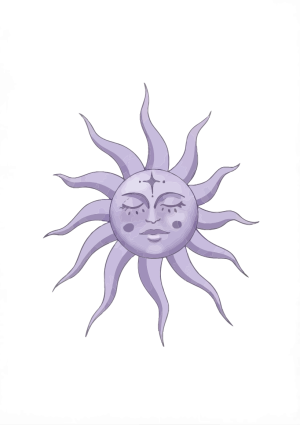 Mystieke hemelse zon in paarse tinten