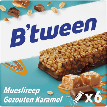 B’tween Mueslireep Gezouten Karamel 6 x 23 g