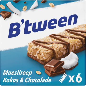 B’tween Mueslireep Kokos & Chocolade 6 x 25 g