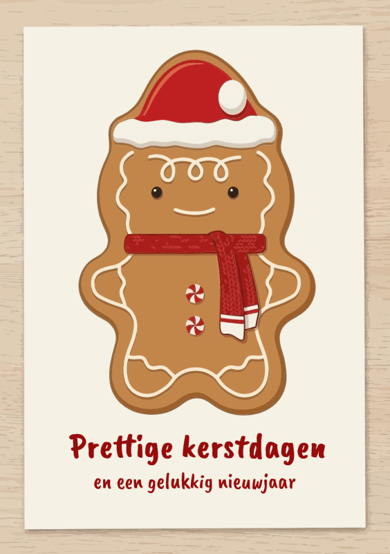 Peperkoekmannetje vrolijk kerstfiguurtje prettige kerstdagen