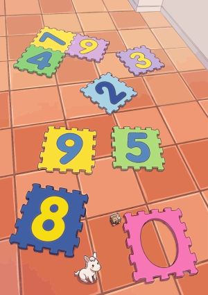 Nummerpuzzel op de vloer