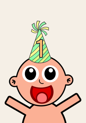 Verjaardag 1 baby met hoedje