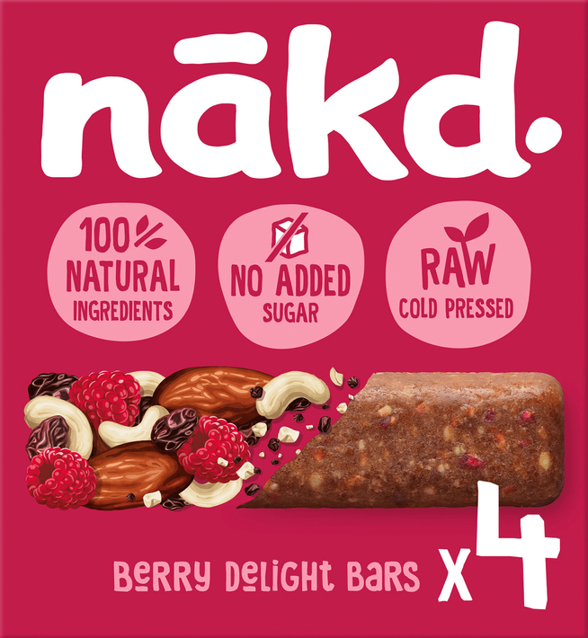 Nakd. Raw Fruitrepen met noten Berry Delight