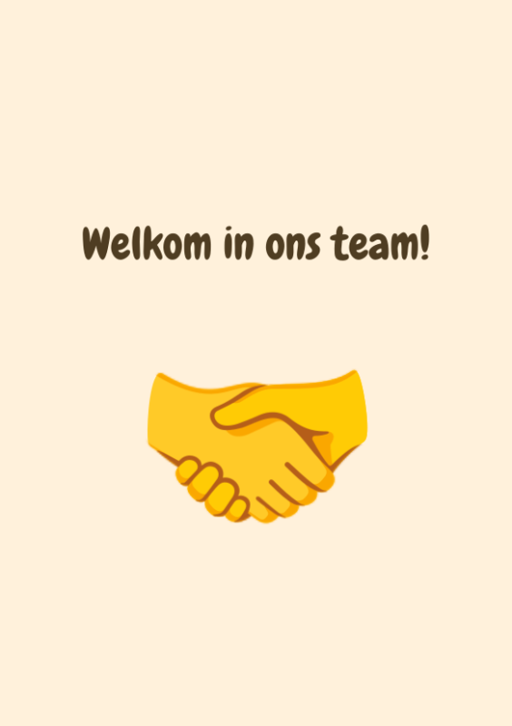 Welkom in ons team met handdruk
