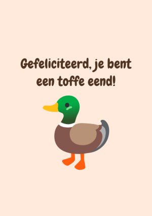 Gefeliciteerd, je bent een toffe eend