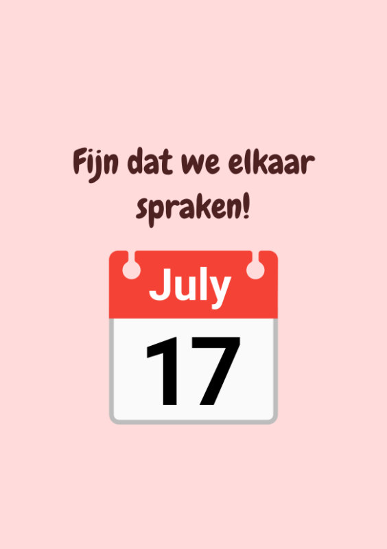 Fijn dat we elkaar spraken met kalender