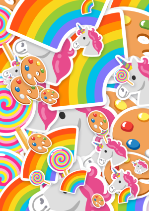 Emoji kaart vol regenbogen