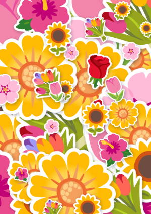 Emoji kaart vol bloemen