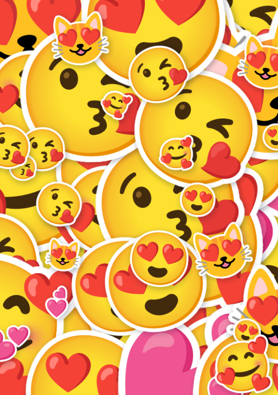 Emoji kaart vol verliefde gezichtjes