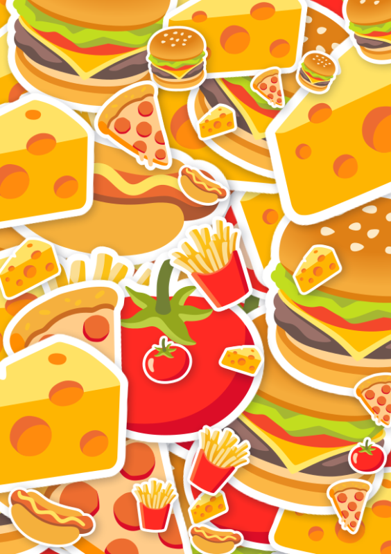 Emoji kaart vol patat en snacks