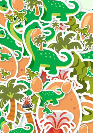 Emoji kaart vol dinosaurussen