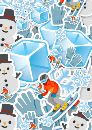 Emoji kaart vol sneeuw en ijs
