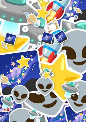 Emoji kaart vol ruimte en aliens
