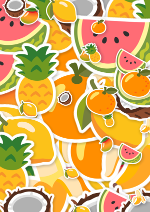 Emoji kaart vol tropisch fruit