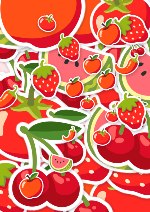 Emoji kaart vol rood fruit
