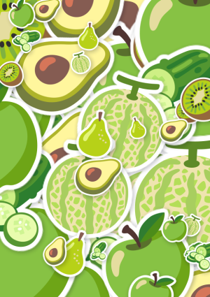 Emoji kaart vol groen fruit