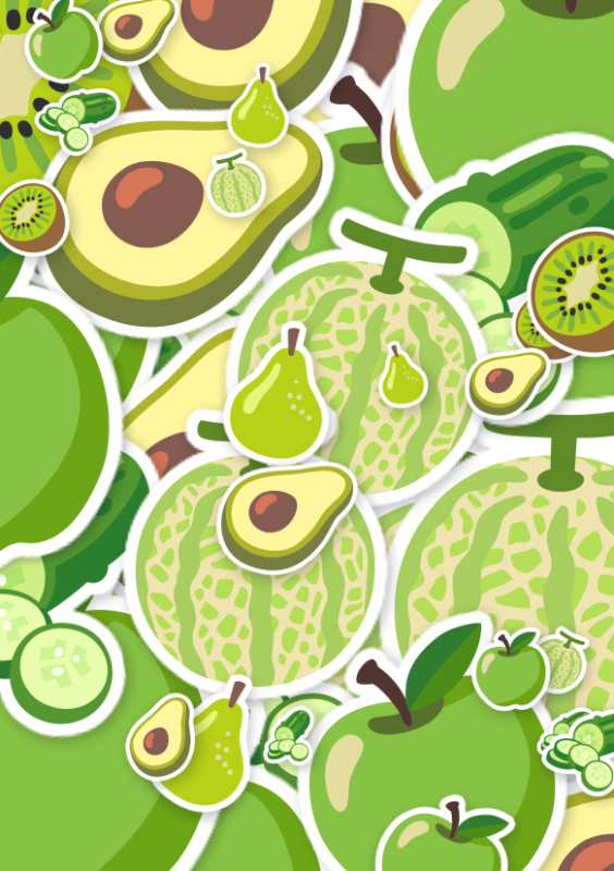 Emoji kaart vol groen fruit